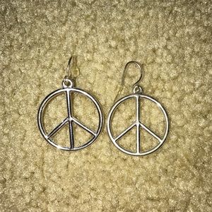 silver peace earrings